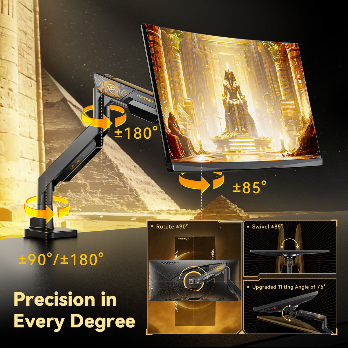 Humanex TX05 Heavy Duty Ultrawide Monitor Arm - Up to 57"