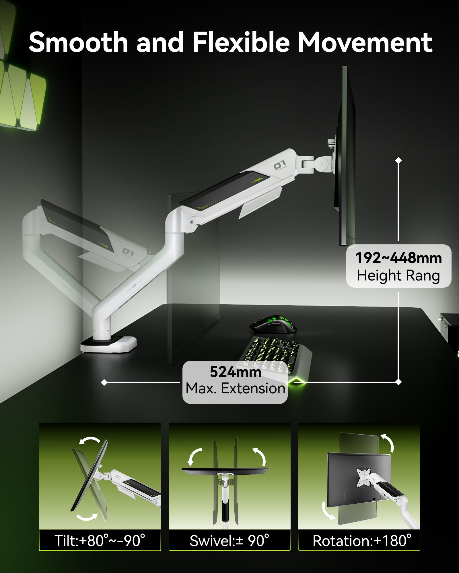 Humanex TX01-1W-A Single Monitor Arm