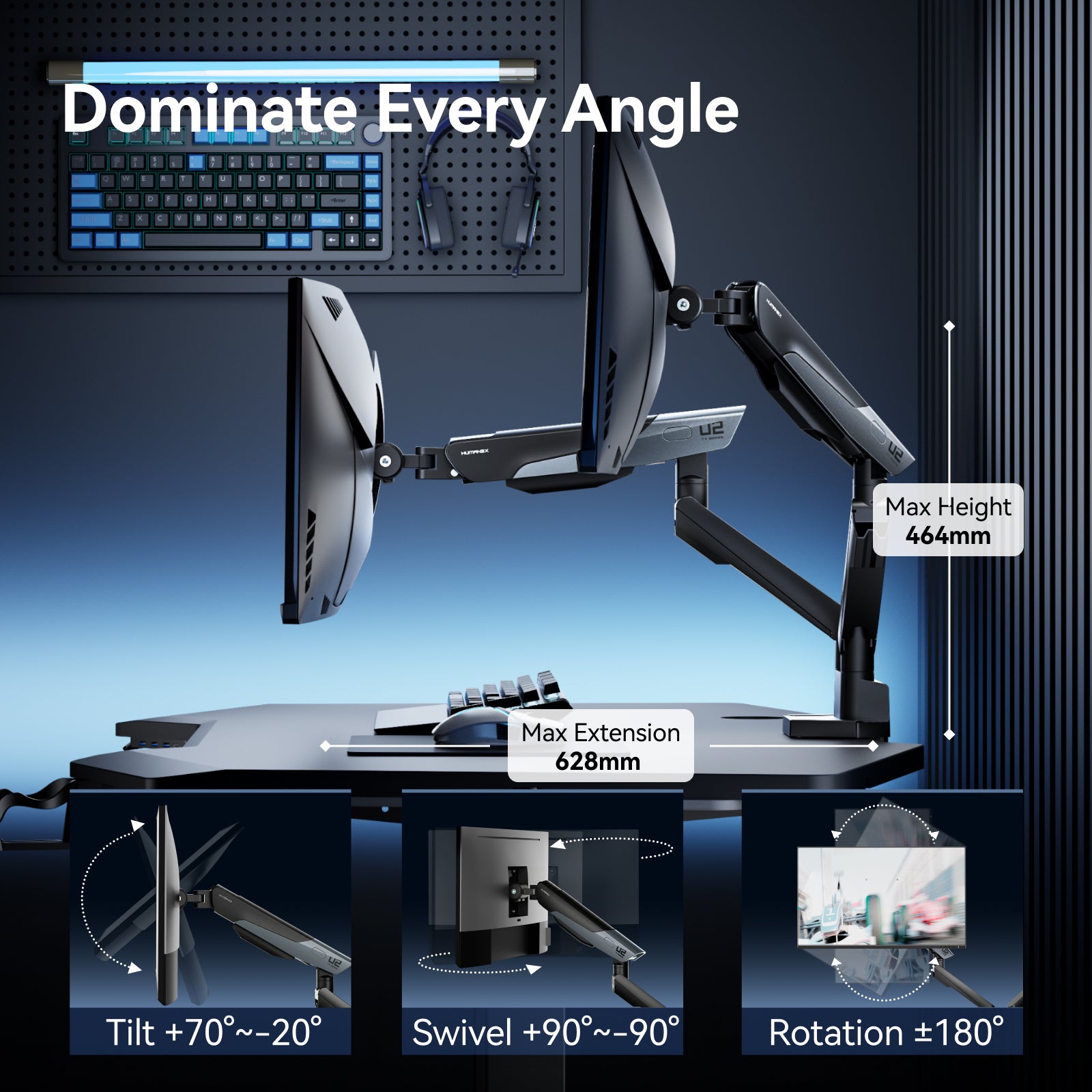 Humanex TX02-2G-A Dual Monitor Arm