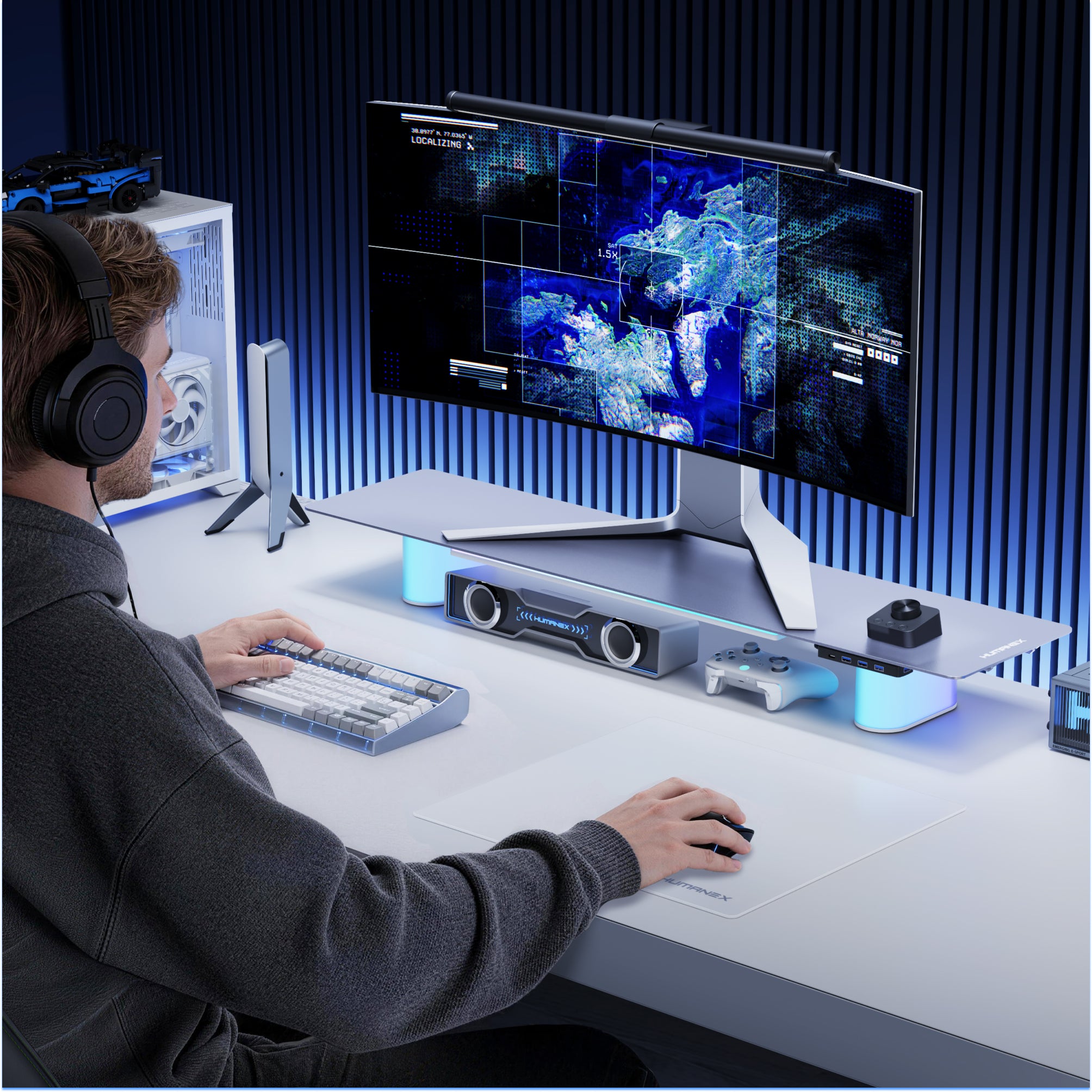 Humanex DX1-SLL-A RGB Aluminum Monitor Stand Riser