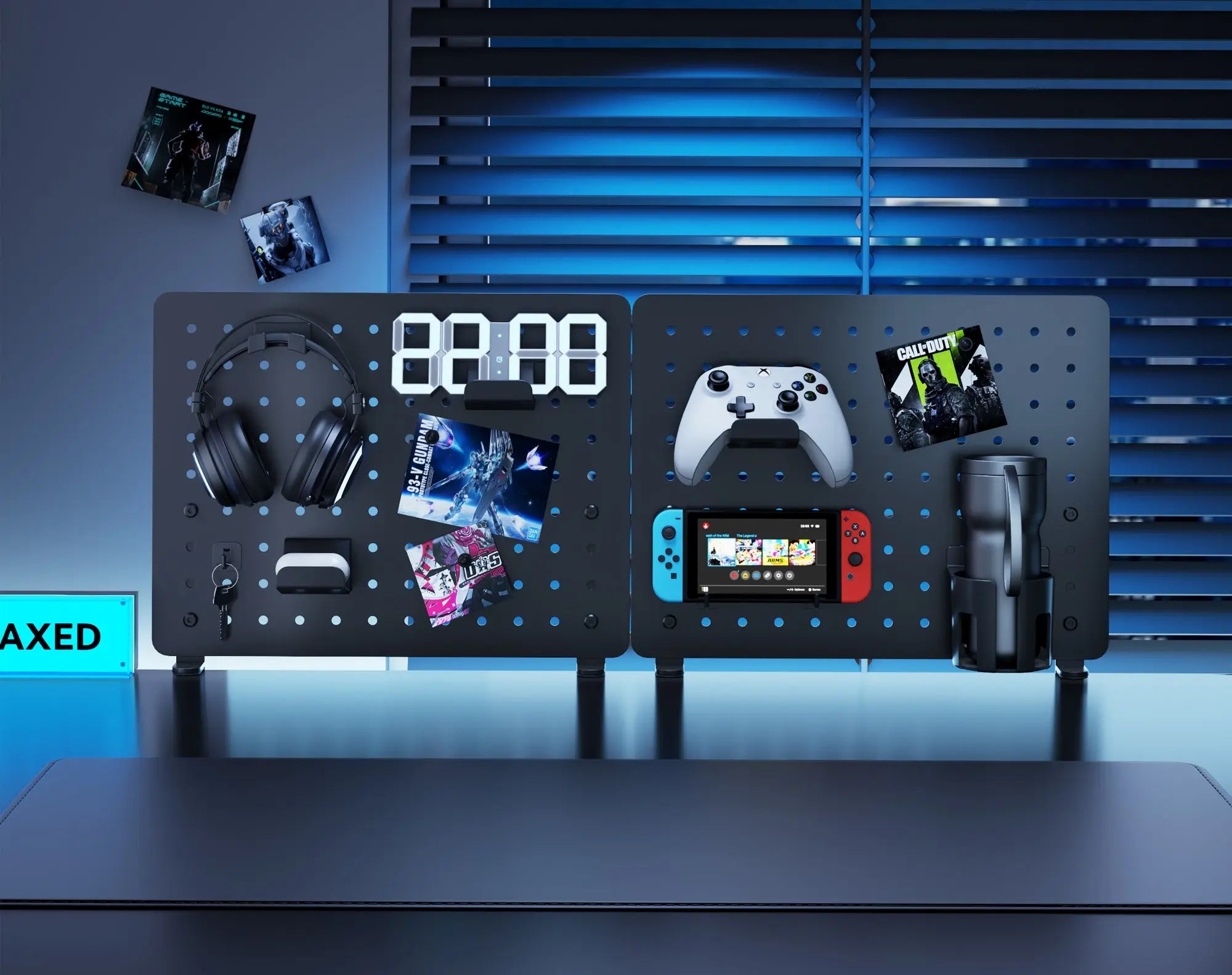 AX-9 Clamp-on Gaming Desk Pegboard HUMANEX
