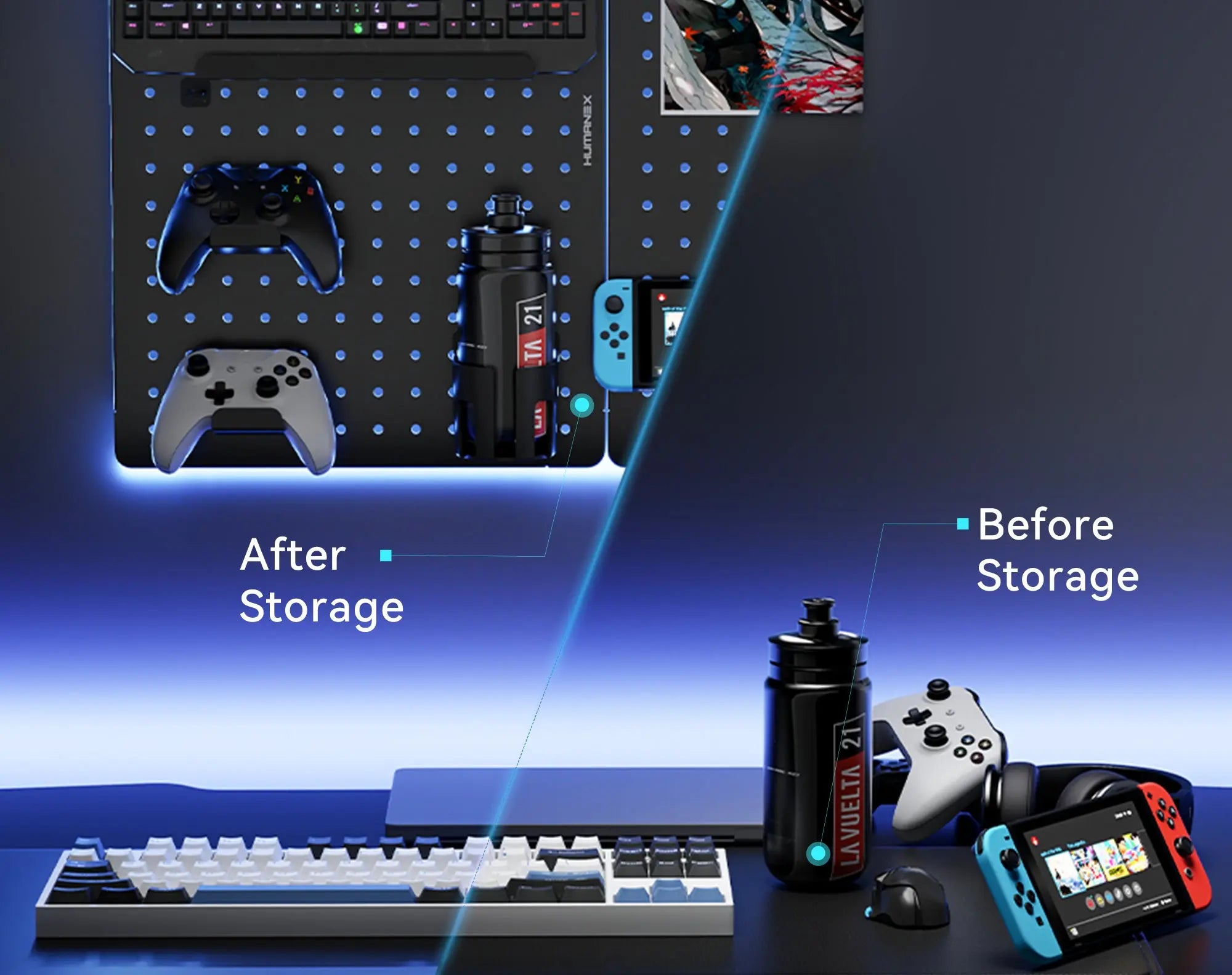 AX-9 Clamp-on Gaming Desk Pegboard HUMANEX