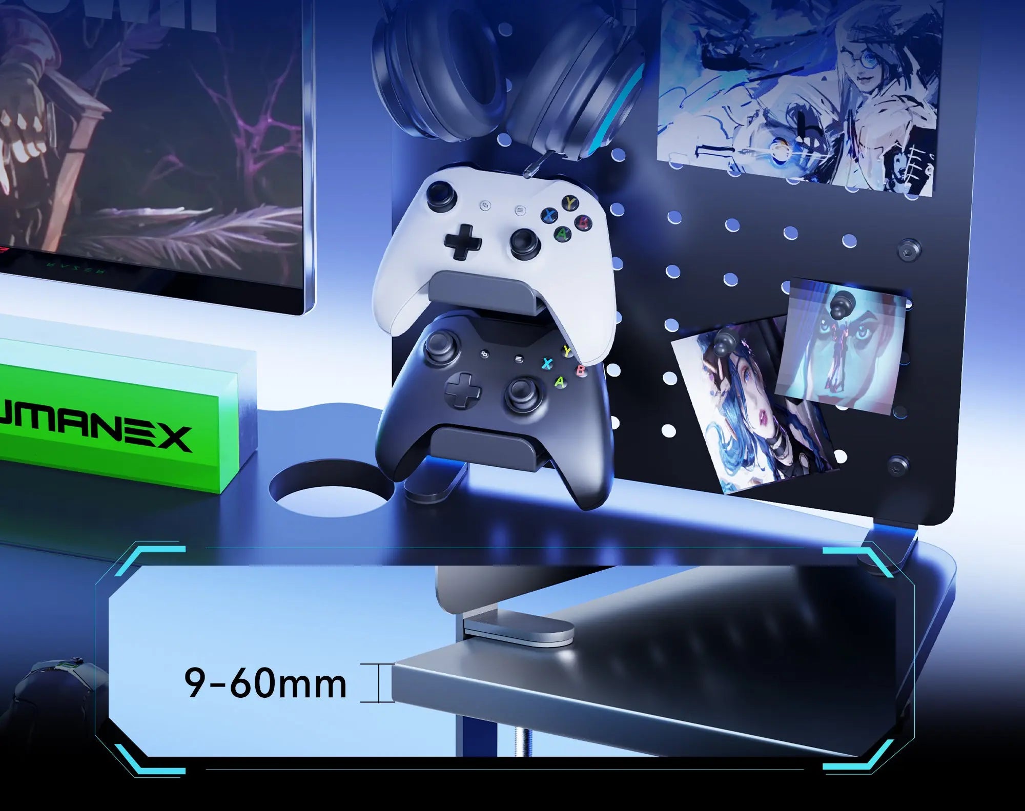 AX-9 Clamp-on Gaming Desk Pegboard HUMANEX