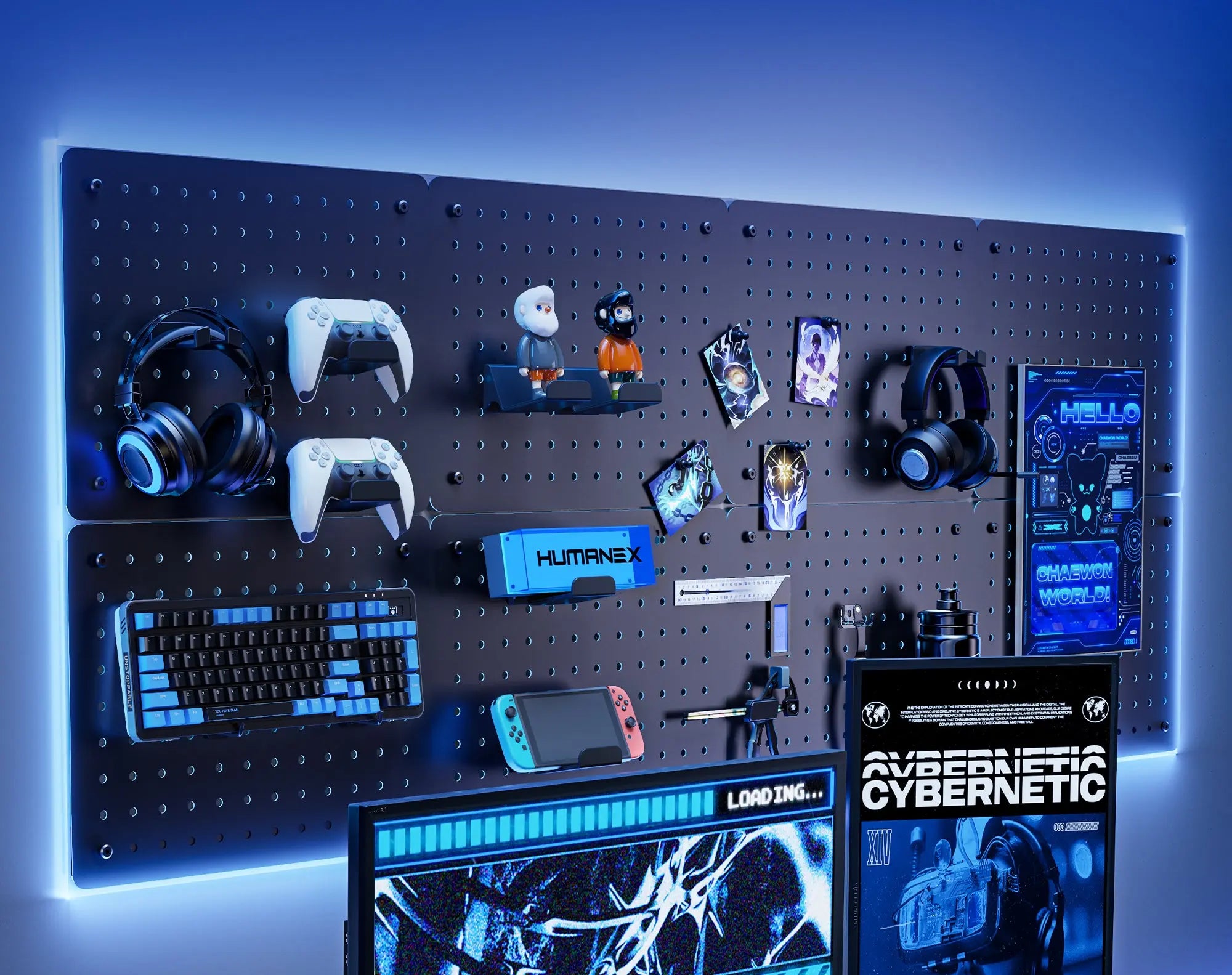 AX-9 Clamp-on Gaming Desk Pegboard HUMANEX