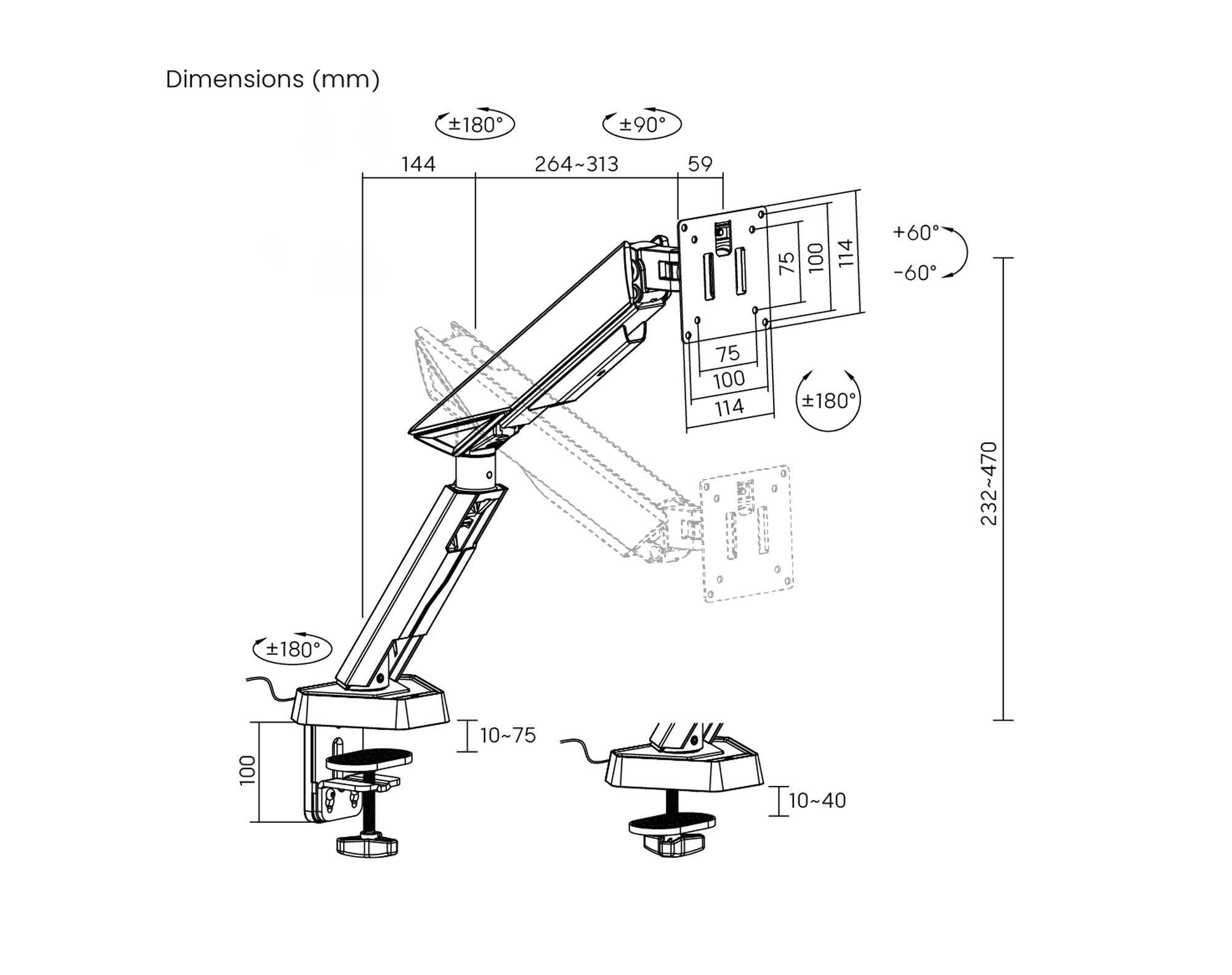 Humanex TX03 Monitor Arm HUMANEX