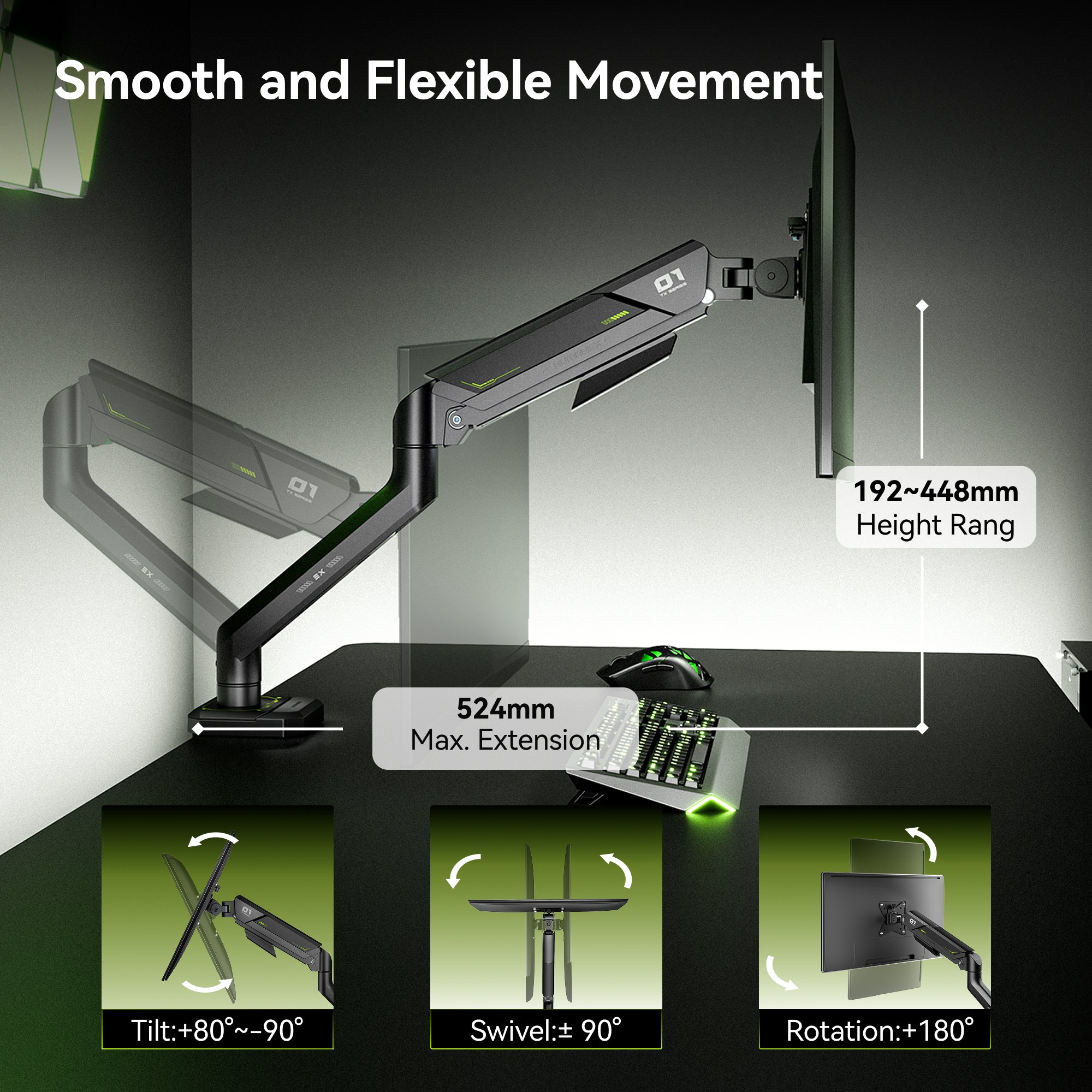 Humanex TX01-1B-A Heavy Duty Single Monitor Arm