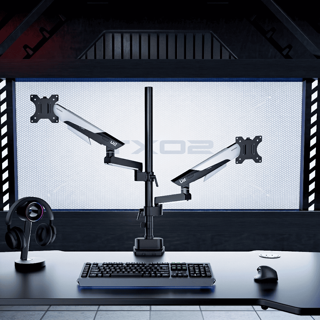 Humanex TX02-2PB-01 Heavy Duty Stacked Dual Monitor Arm