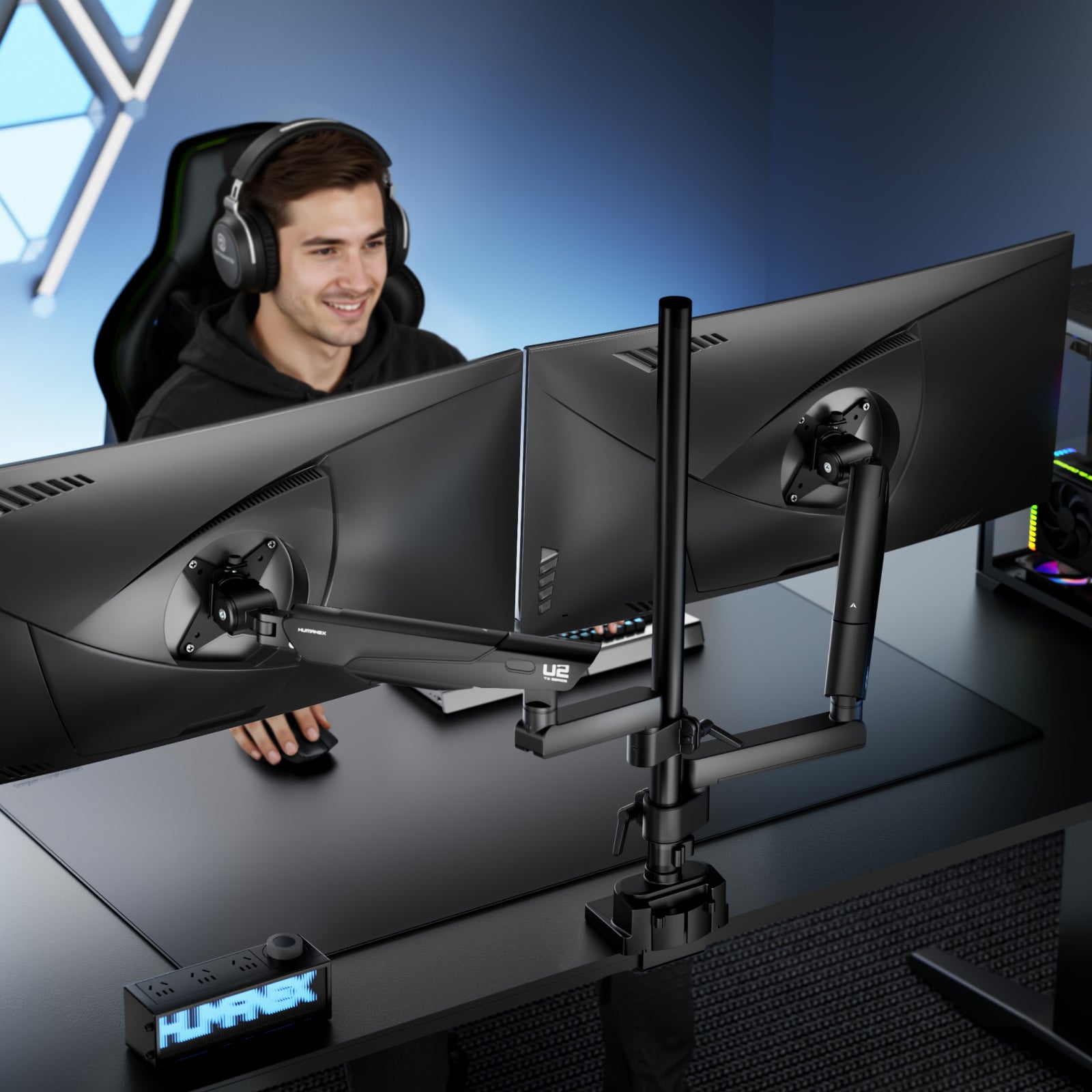Dual monitor arm