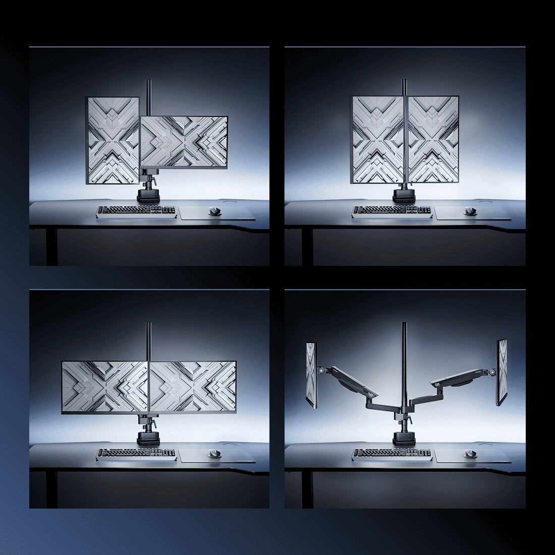 Humanex Vertical Stacking Dual Monitor Arm, Black