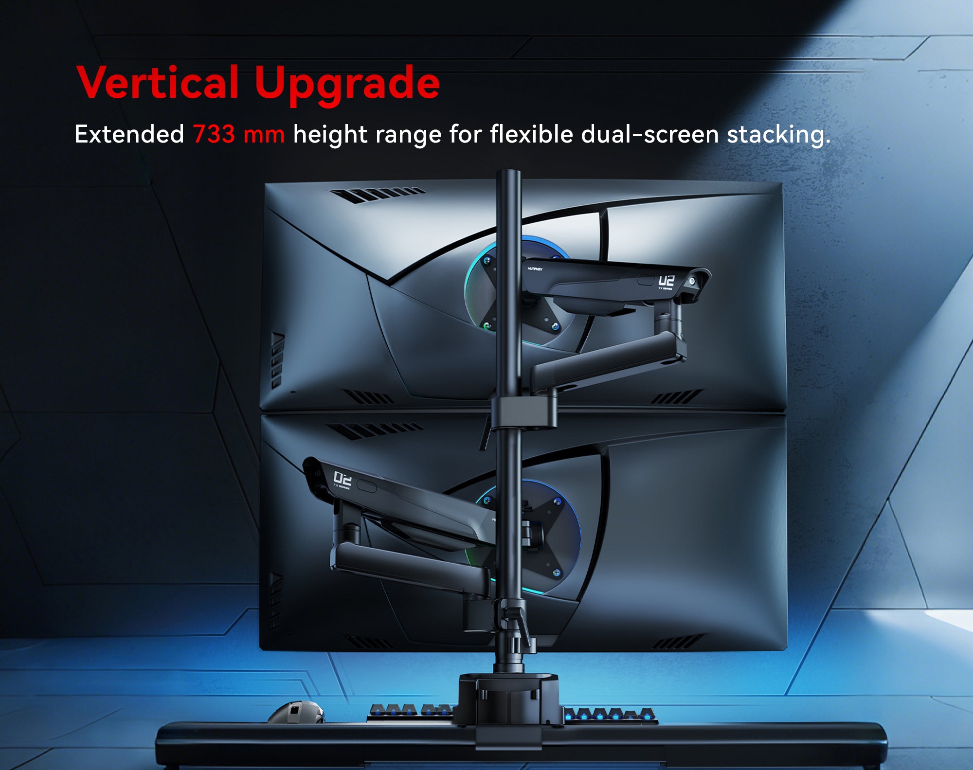 TX02-P2B-A monitor arm extended height range