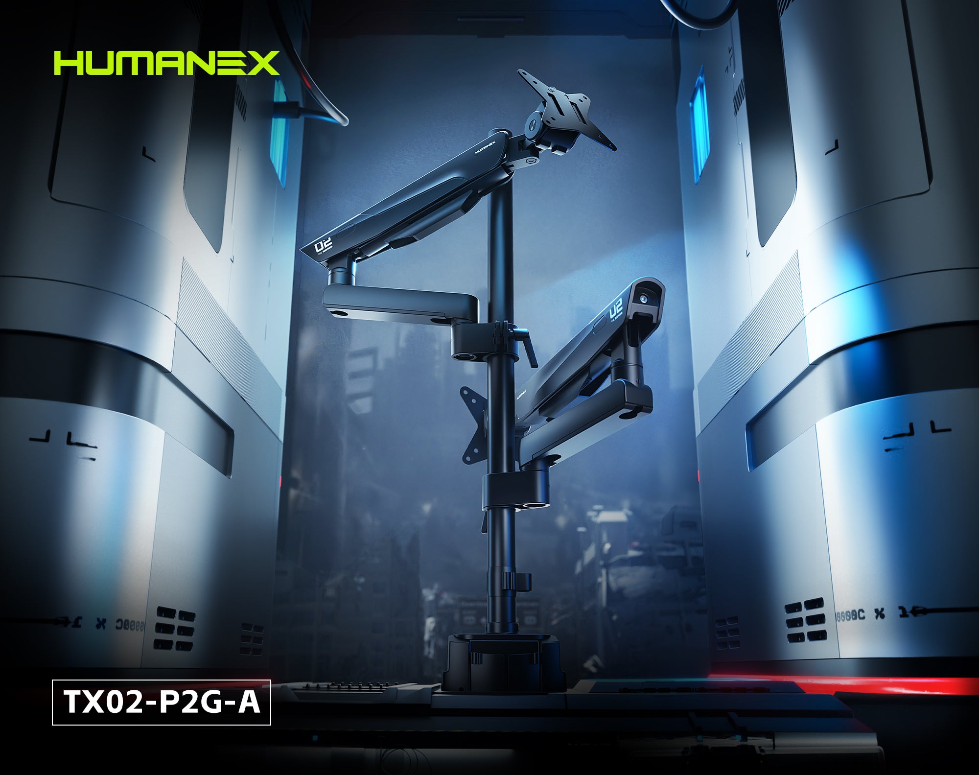 Humanex TX02-P2B-A Dual Monitor Arm