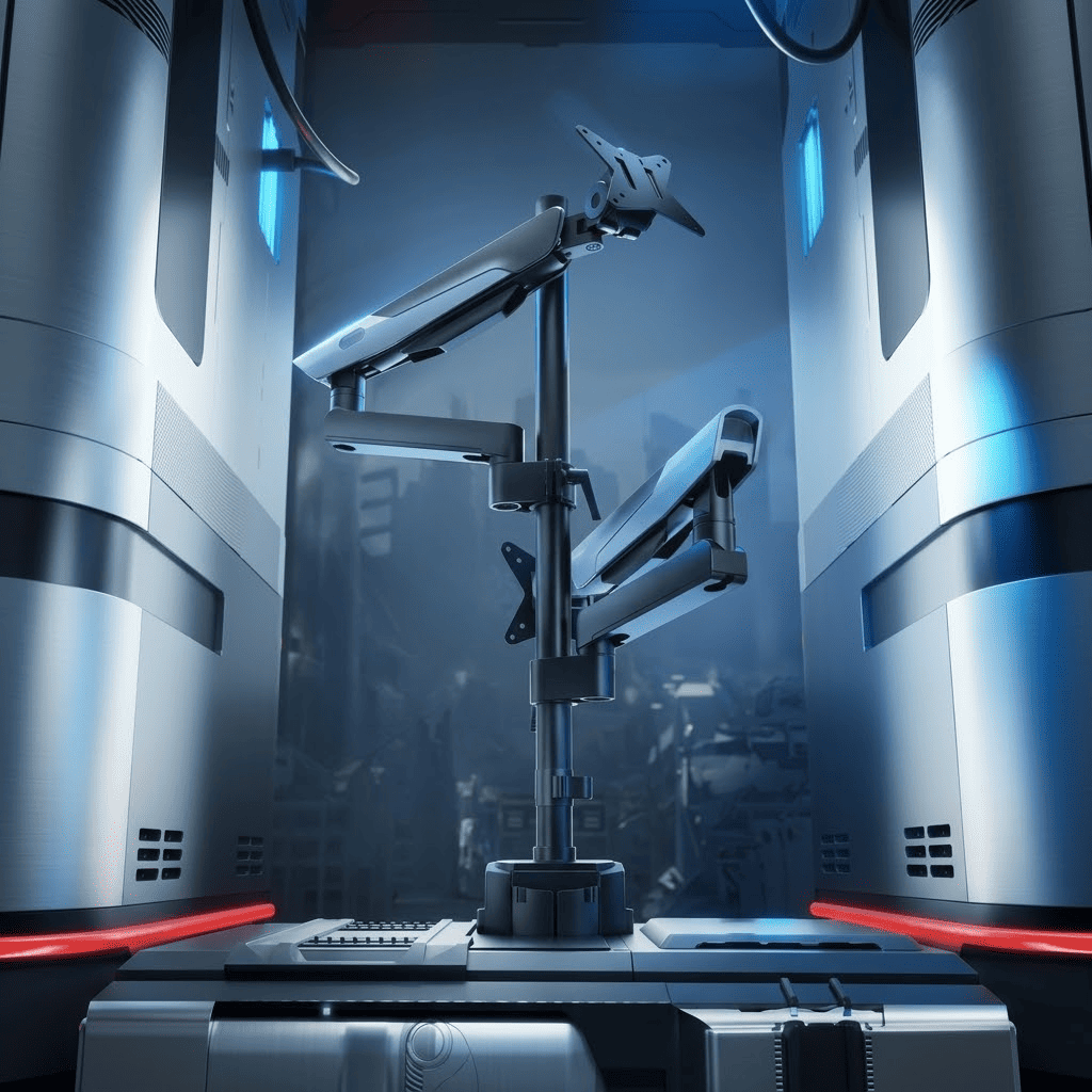 Humanex Vertical Stacking Double Monitor Mount Arm, Grey | TX02-P2G-A