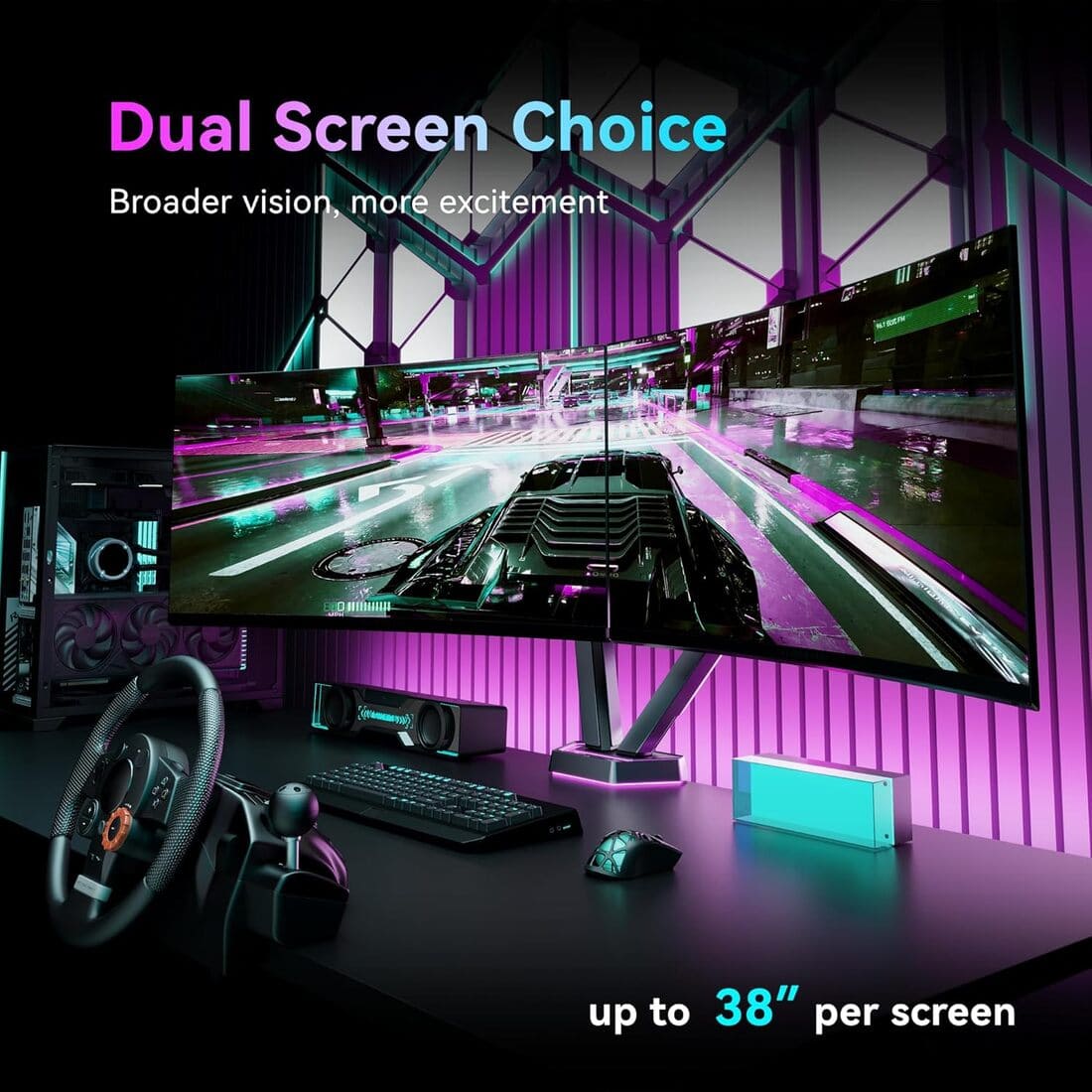 Humanex Heavy Duty RGB Monitor Arm for 17"-45" Ultrawide Screens