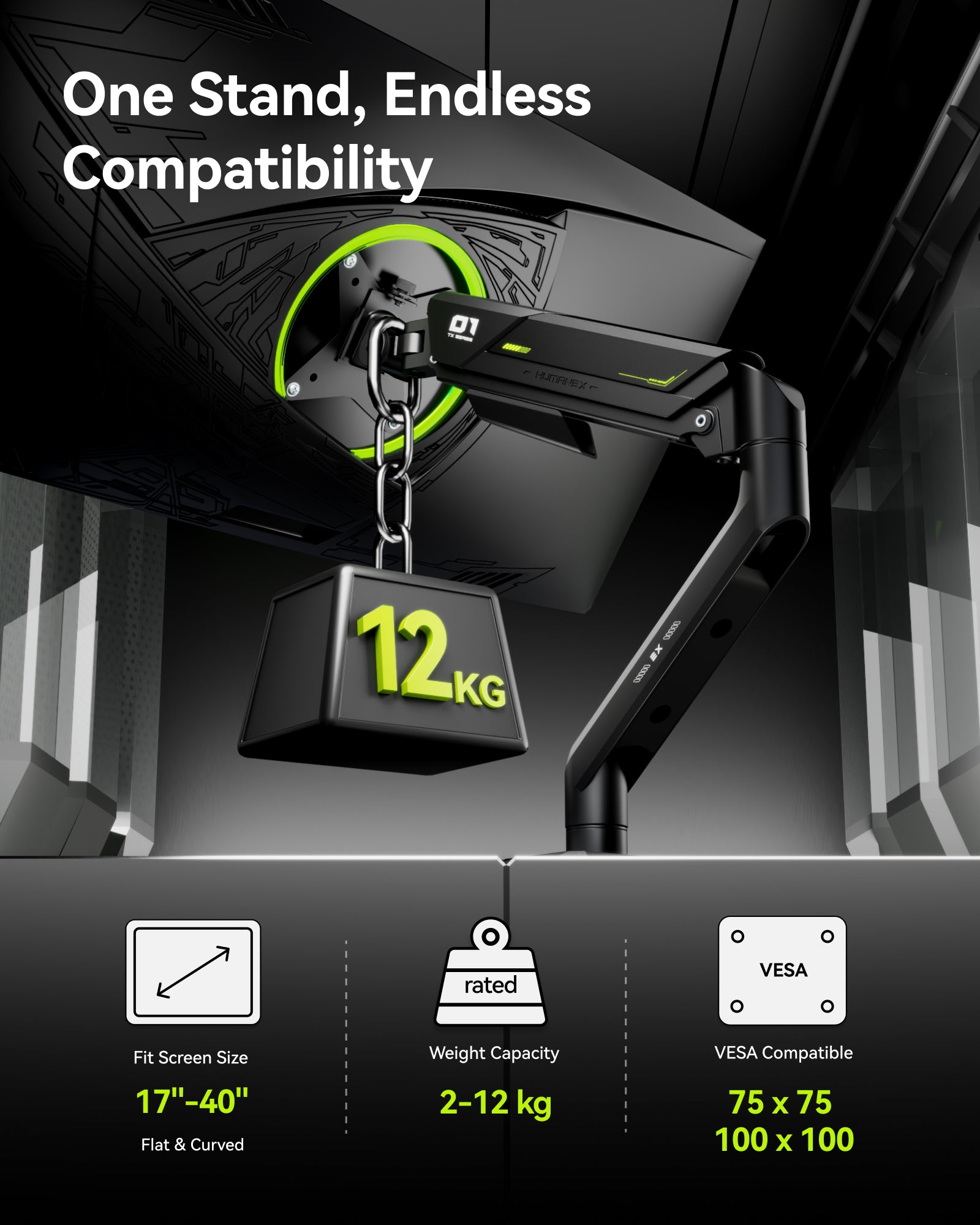 Humanex TX01-1B-A Single Monitor Arm