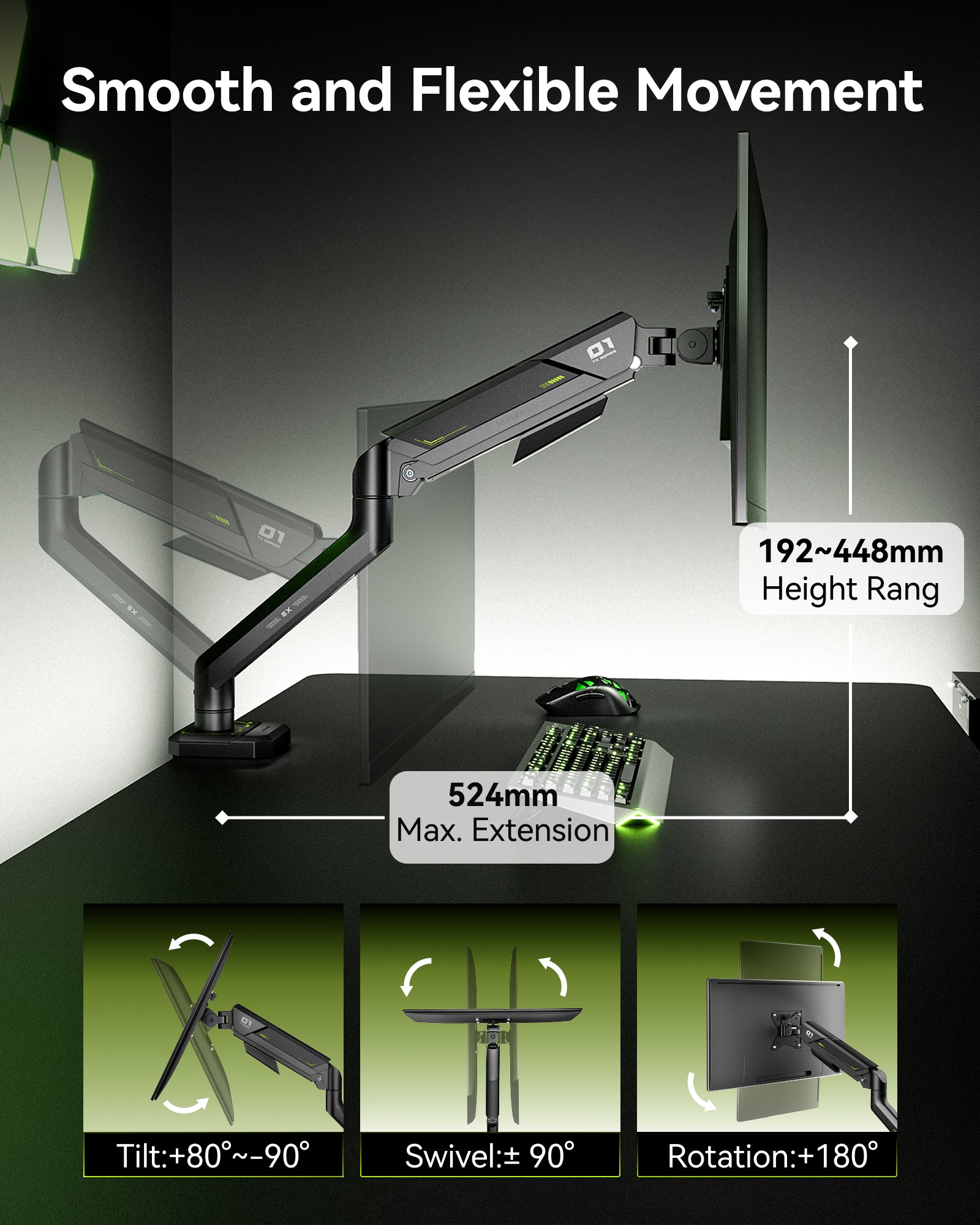Humanex TX01-1B-A Single Monitor Arm