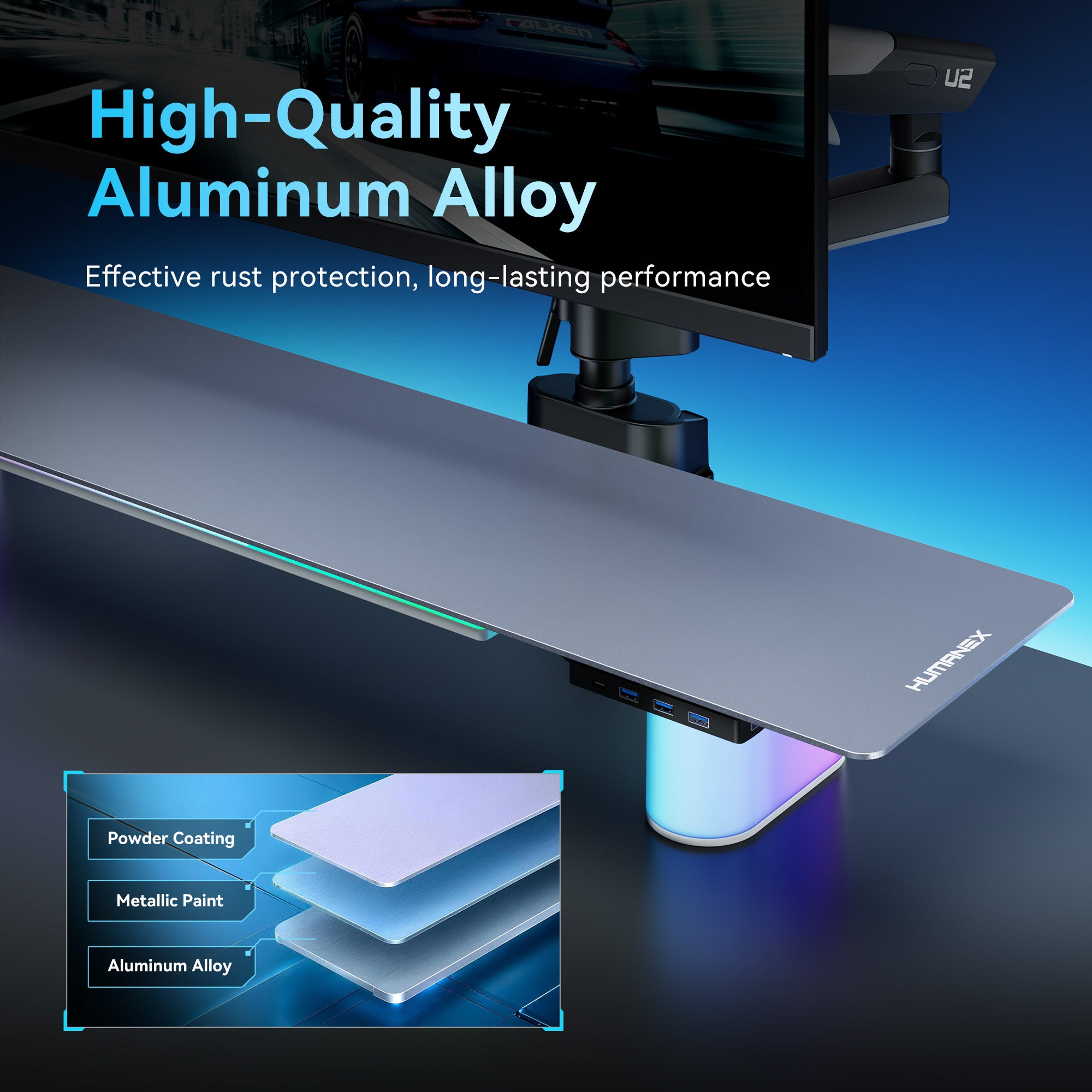 Humanex Combo of Monitor Riser and Dual Monitor Arm