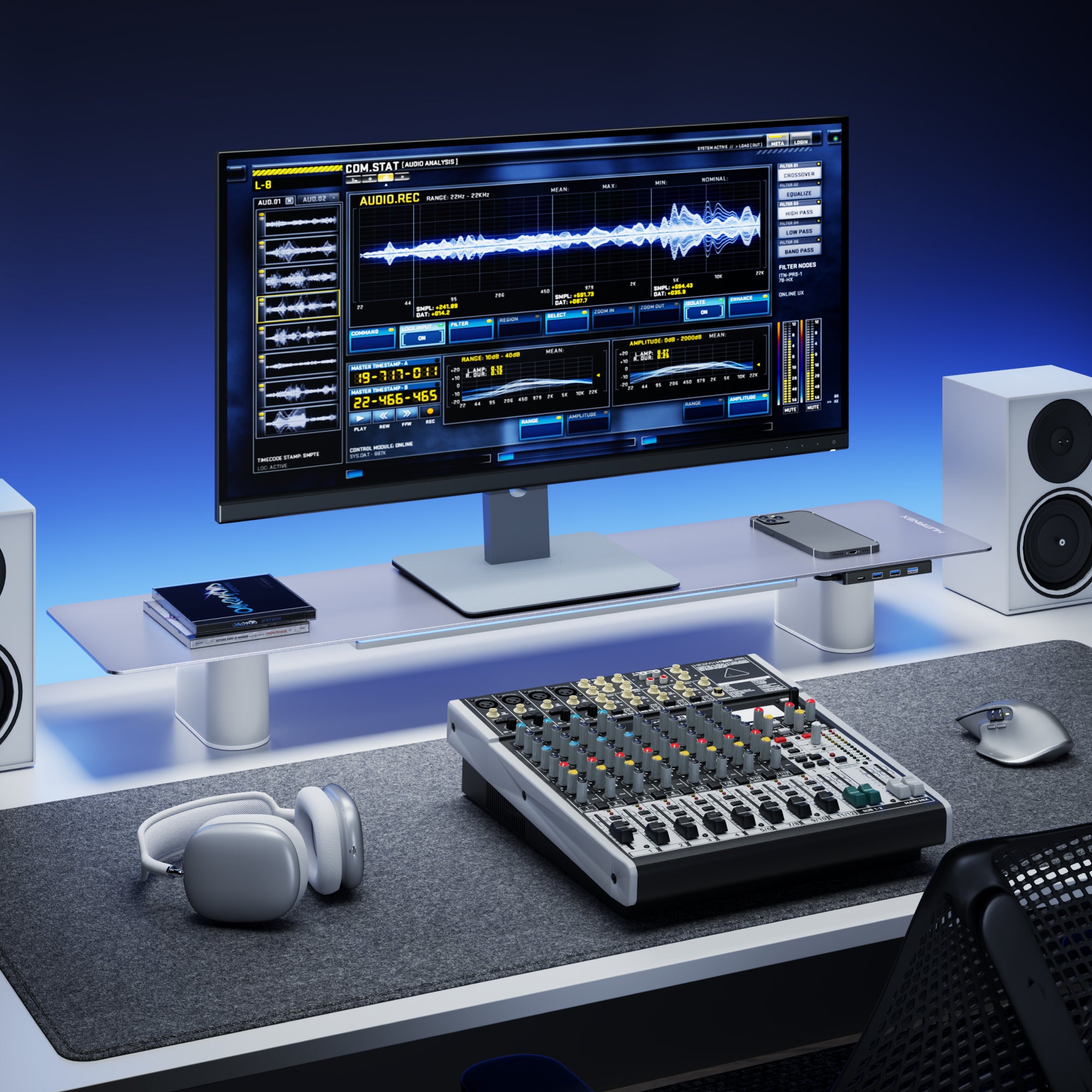 Humanex DX1-SLL-A RGB Aluminum Monitor Riser