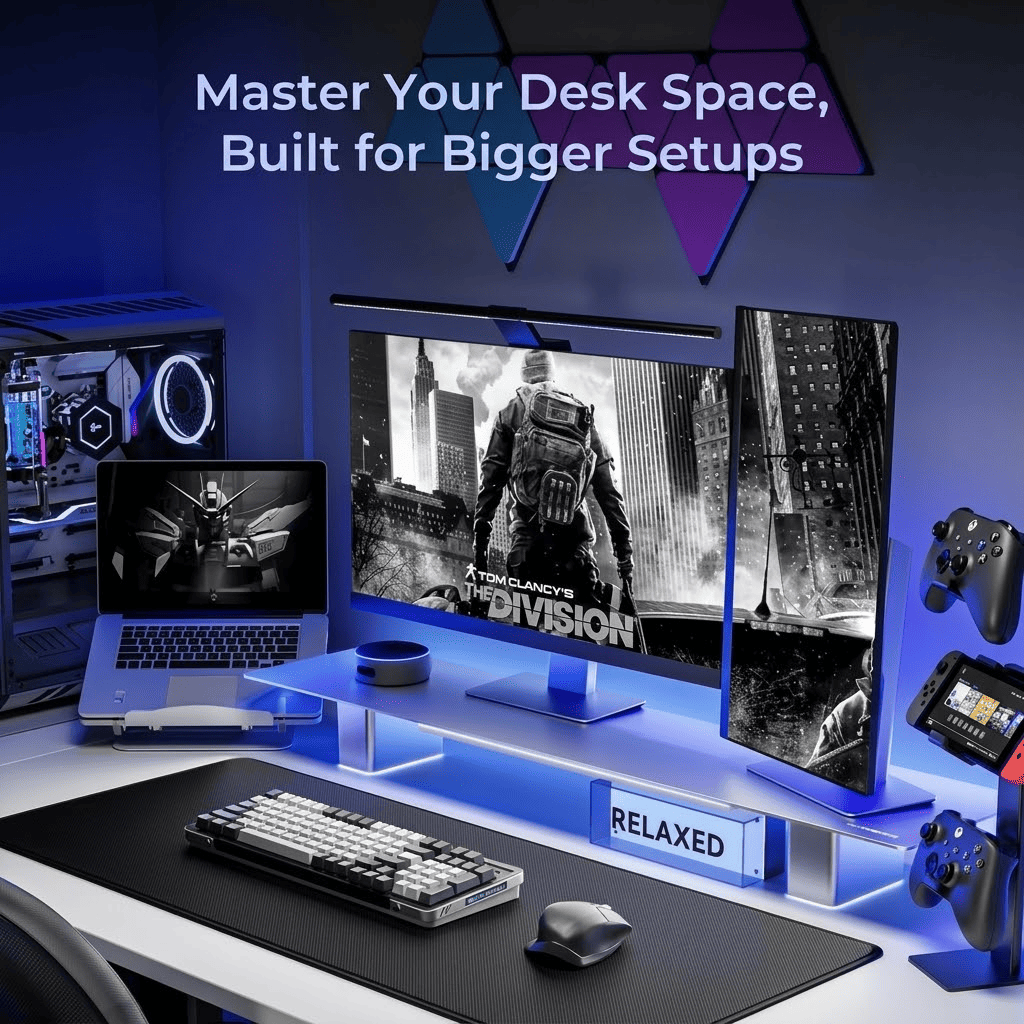 Humanex Monitor Riser Desk Organiser with USB HUB & RGB | DX1-SLL-A