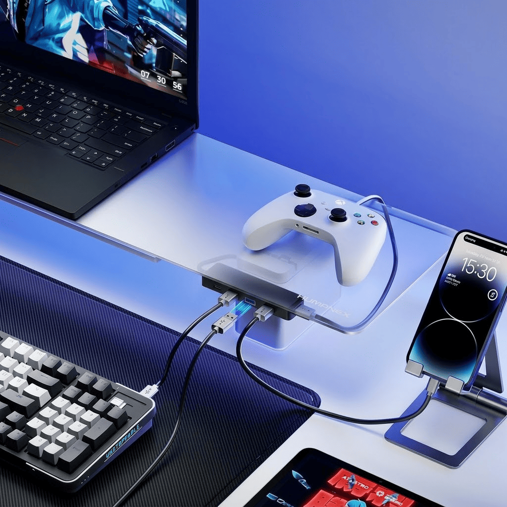 Humanex DX1-SLL-A Monitor Riser Desk Organiser with USB HUB & RGB