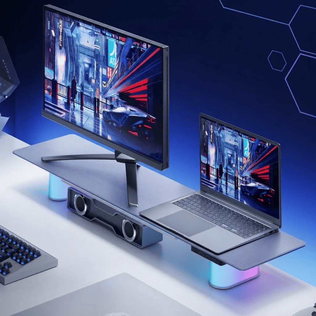 Humanex Monitor Riser Desk Organiser with USB HUB & RGB | DX1-SLL-A