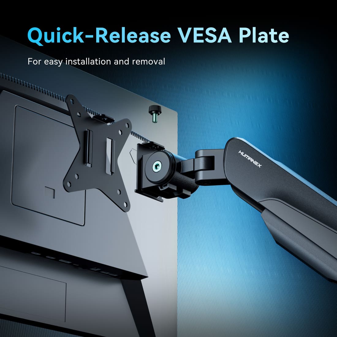 Humanex Combo of Monitor Riser and TX02-P2B-A Dual Monitor Arm