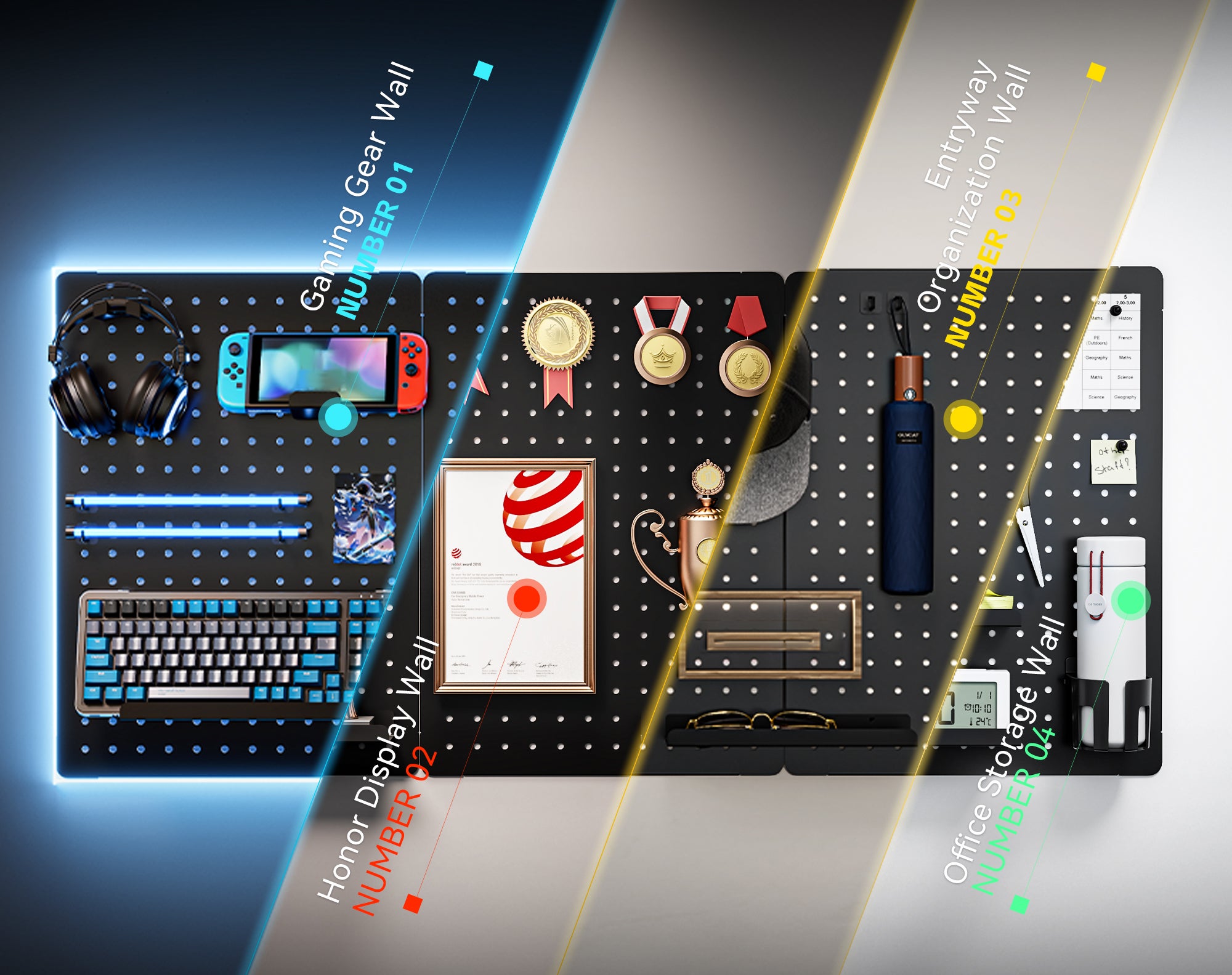 AX-9 Clamp-on Gaming Desk Pegboard