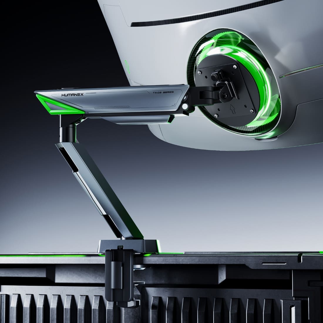 Humanex Heavy Duty RGB Monitor Arm for 17"-45" Ultrawide Screens
