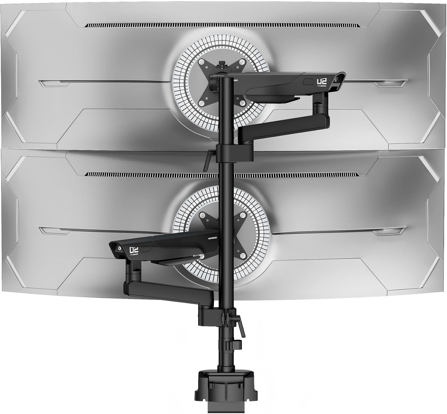 Humanex TX02-P2B Vertical Stacking Dual Monitor Arm, Black