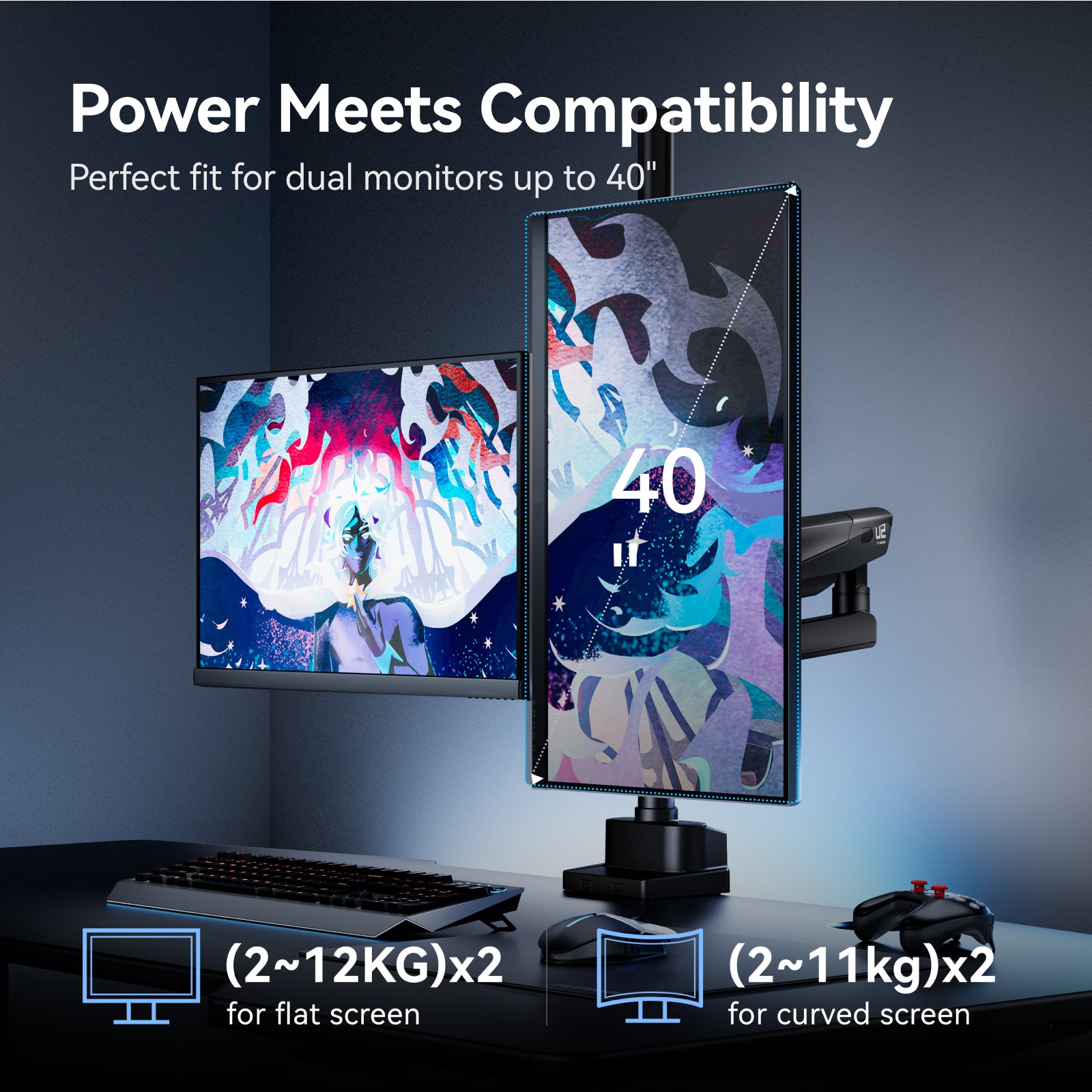 Dual monitor arm