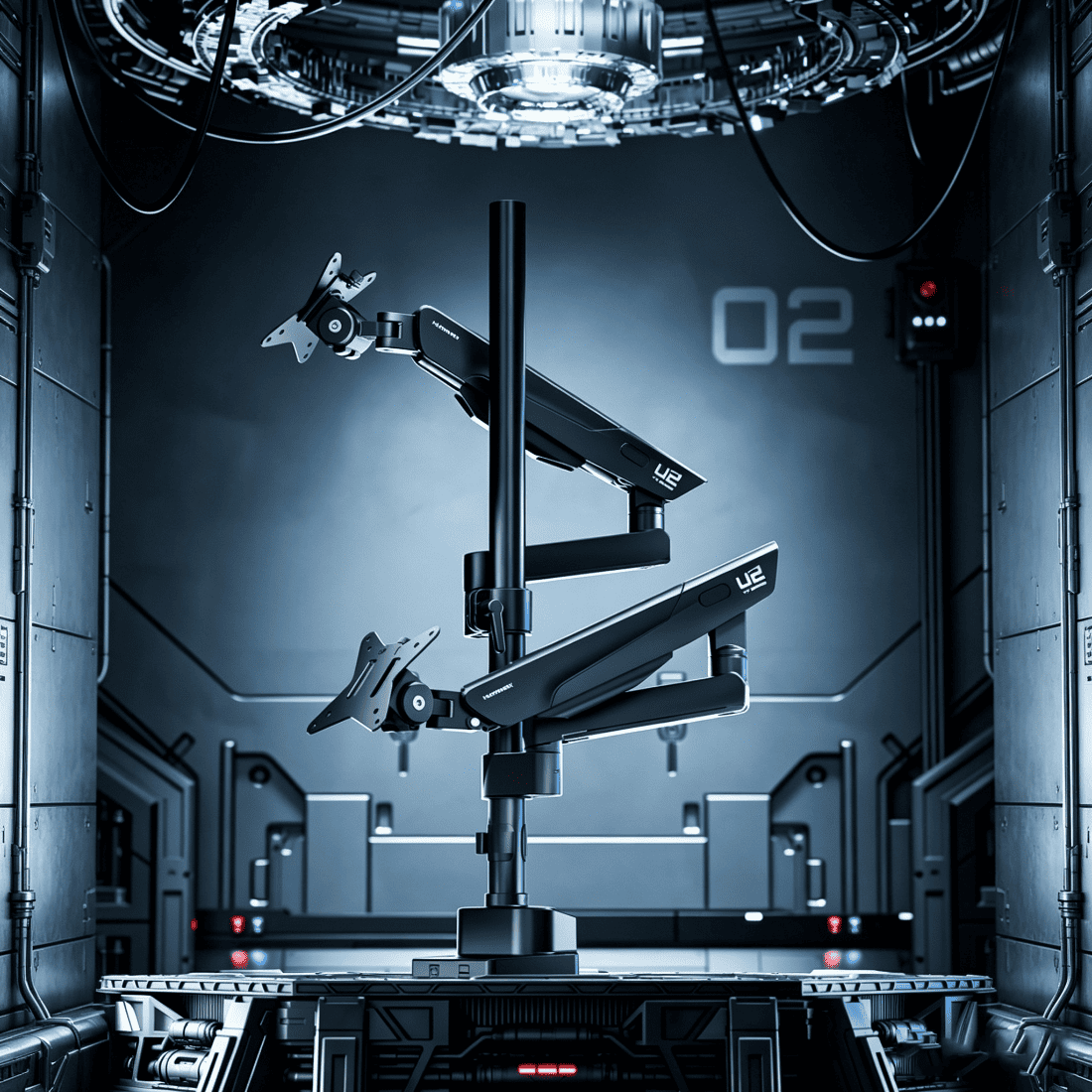 Humanex Vertical Stacking Dual Monitor Arm, Black