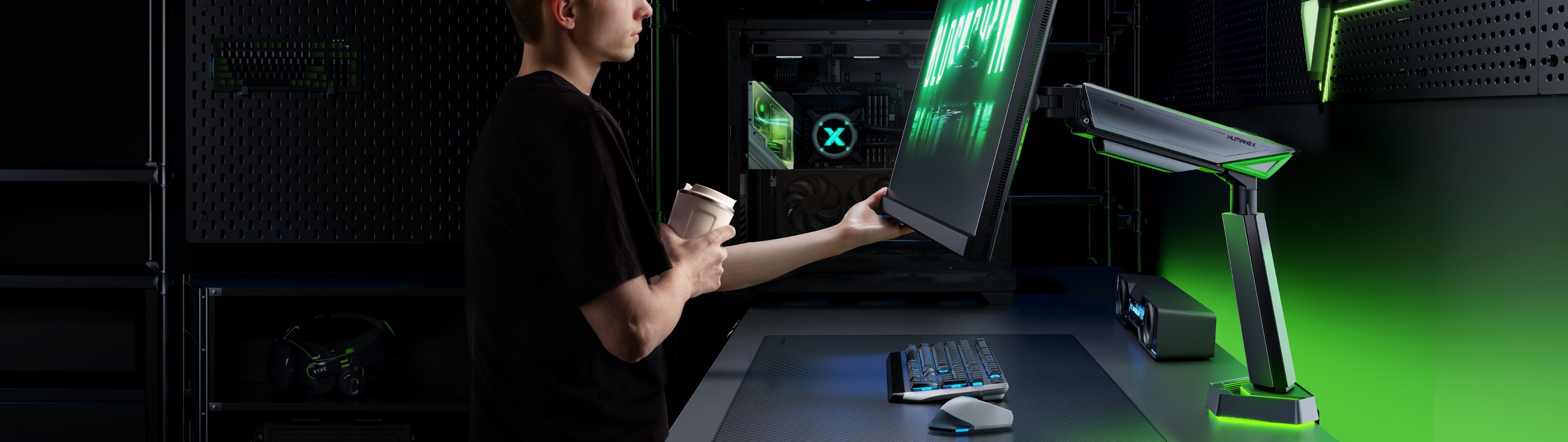 Humanex TX-03 monitor arm scene pic