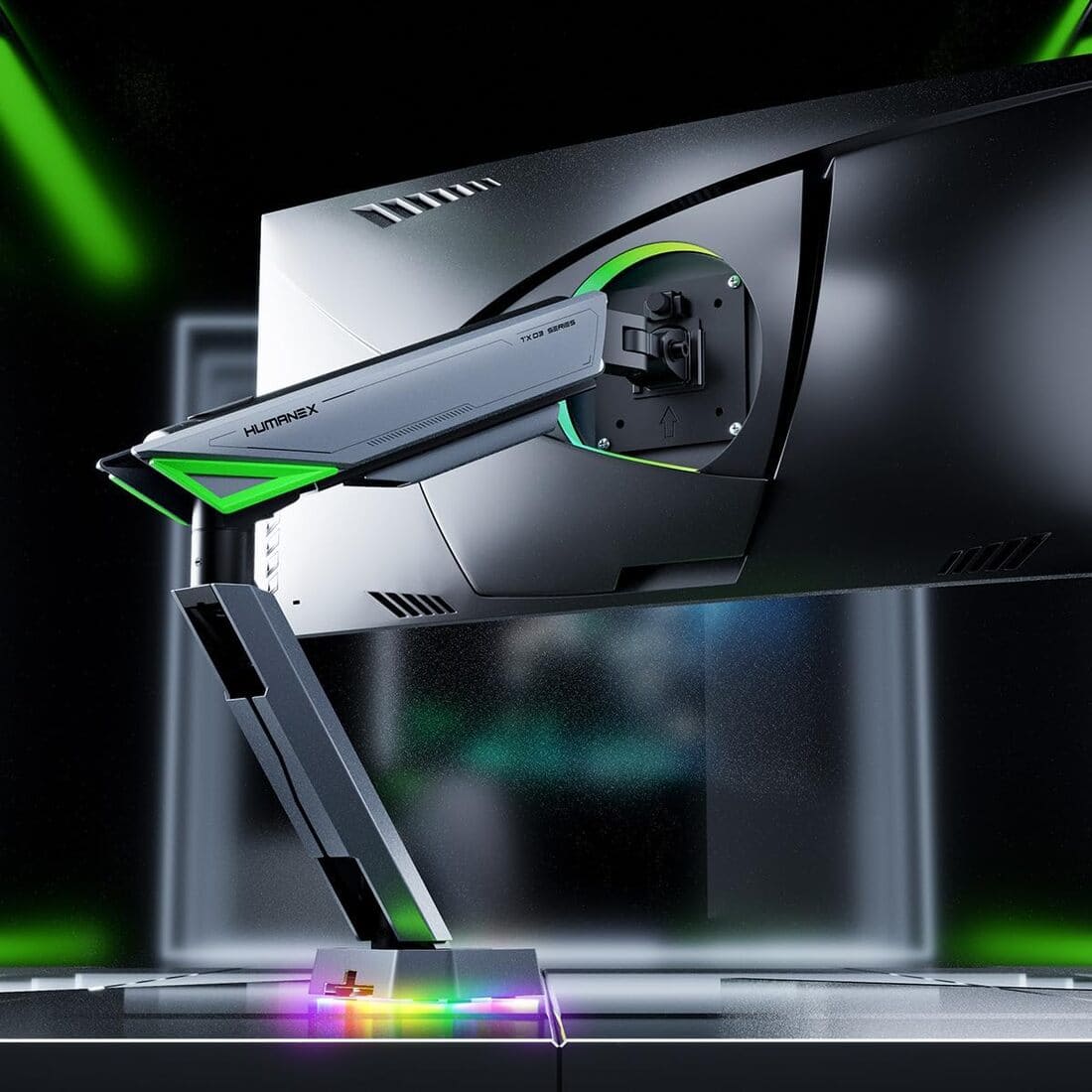 Humanex Heavy Duty RGB Monitor Arm for 17"-45" Ultrawide Screens
